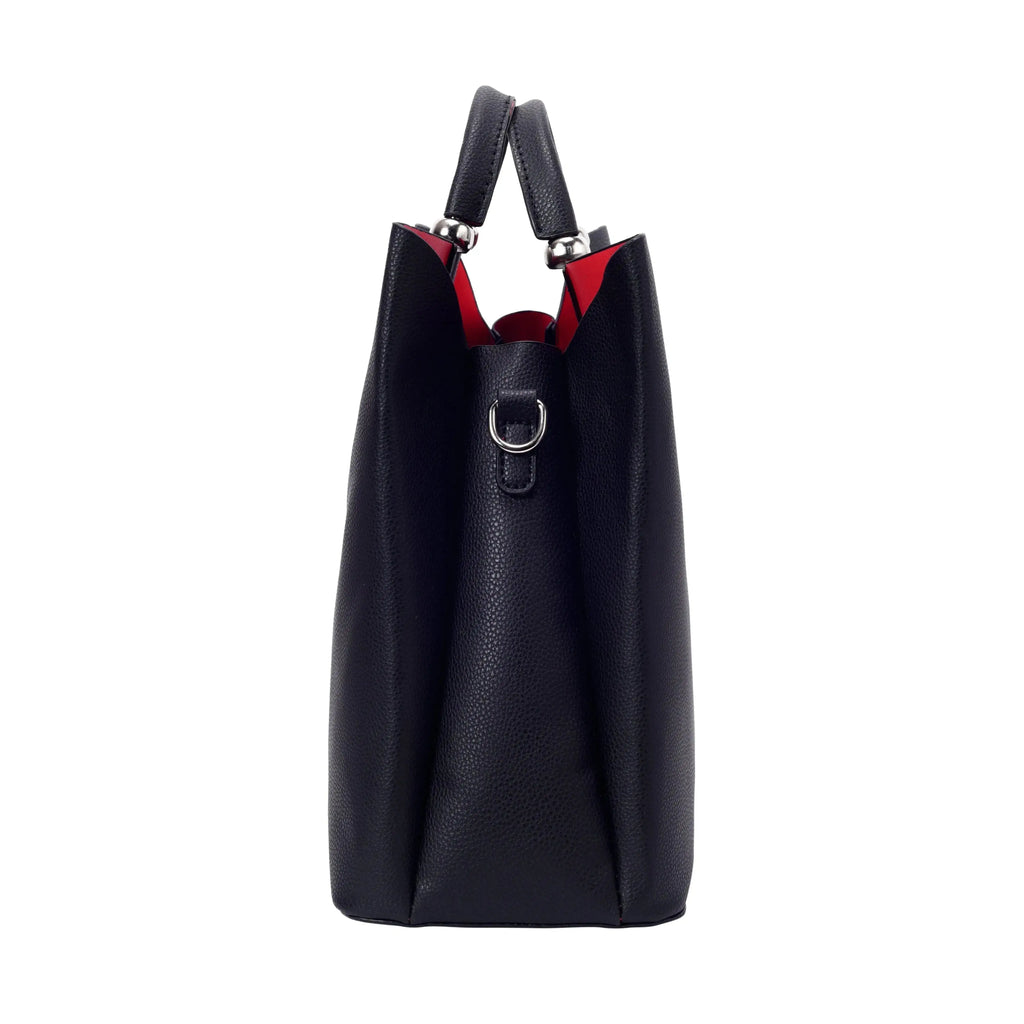 Avril Top Handle Black Satchel Bag - Lino Perros
