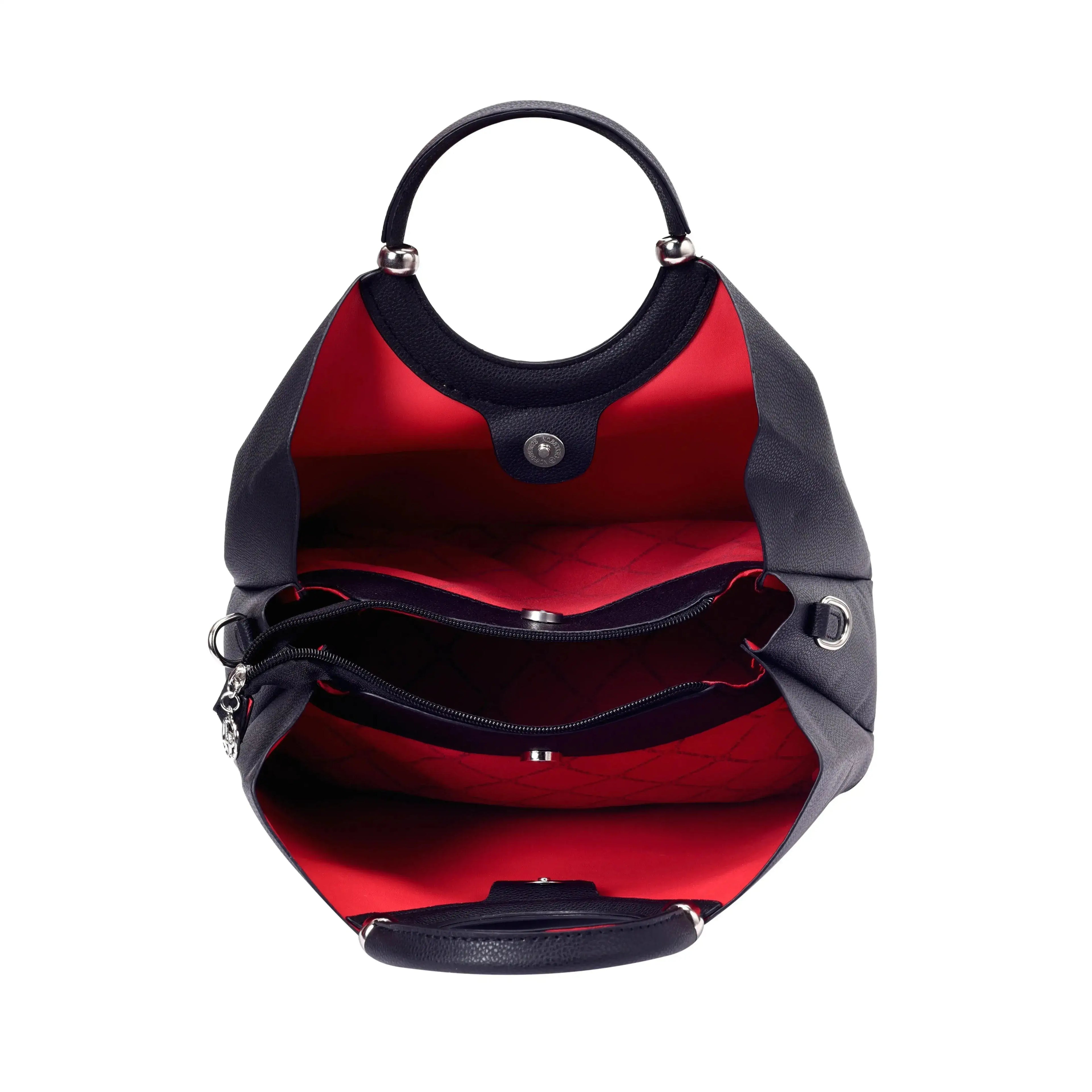 Avril Top Handle Black Satchel Bag - Lino Perros