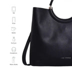 Avril Top Handle Black Satchel Bag - Lino Perros