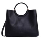 Avril Top Handle Black Satchel Bag - Lino Perros