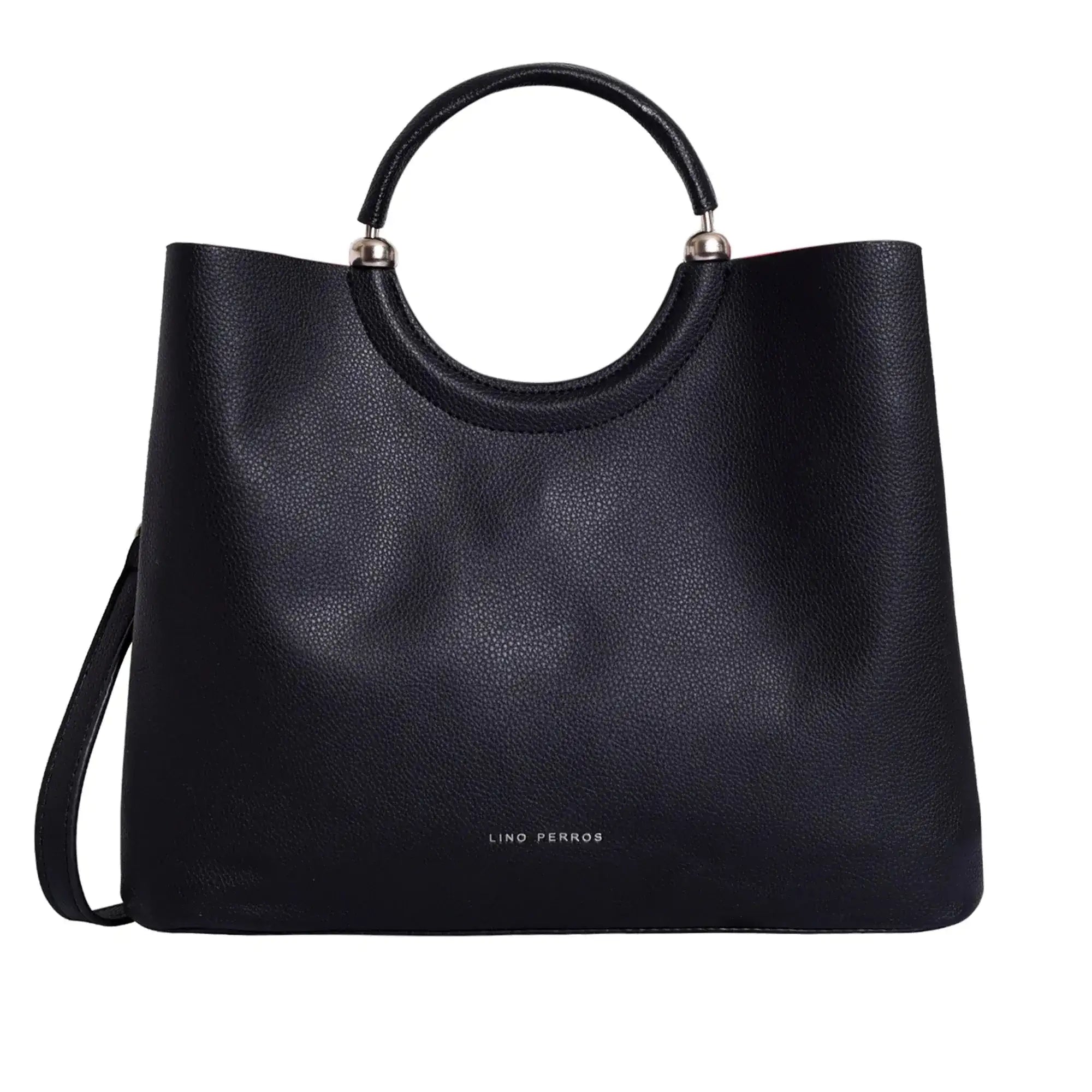 Avril Top Handle Black Satchel Bag - Lino Perros