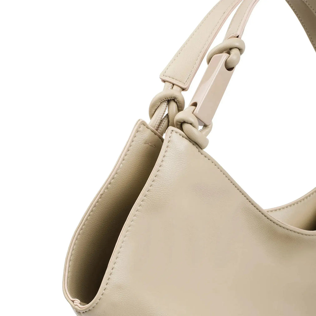 Avril White Slouchy Beige Bucket Hobo - Lino Perros