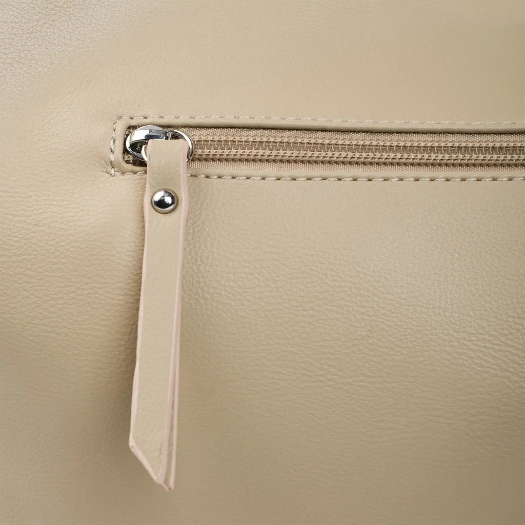 Avril White Slouchy Beige Bucket Hobo - Lino Perros