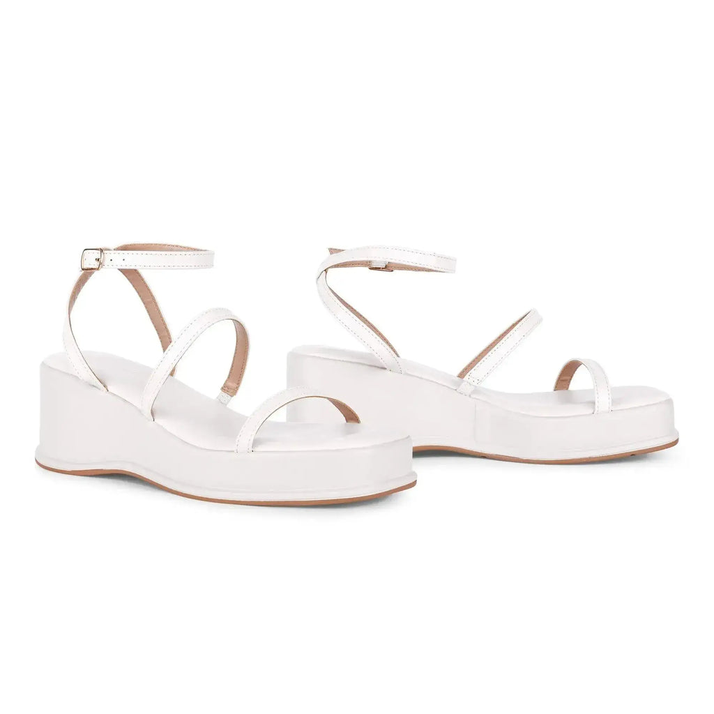 Bowie Casual Platform Off White Sandals - Lino Perros