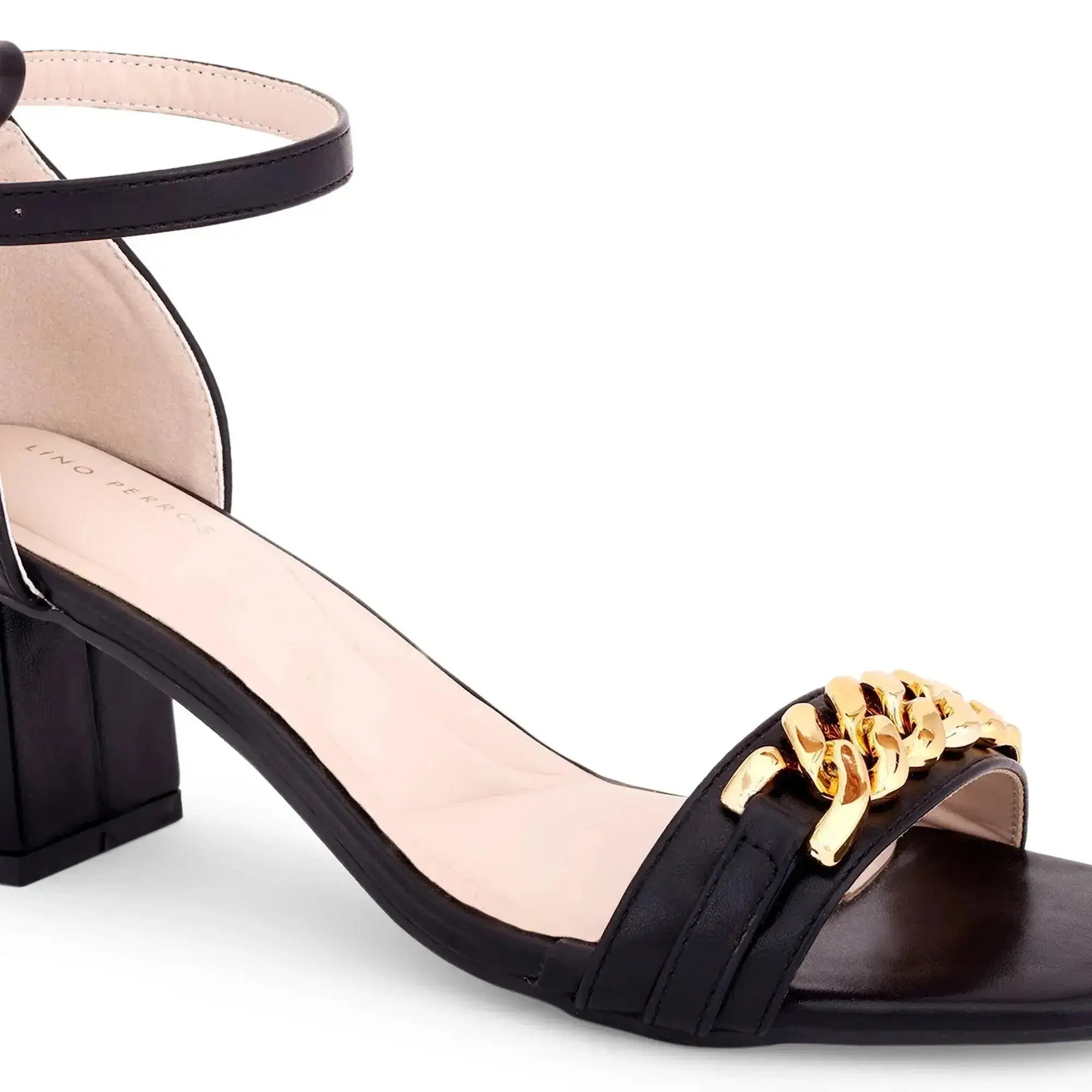 Gabbana Chain Link Black Block Heels - Lino Perros