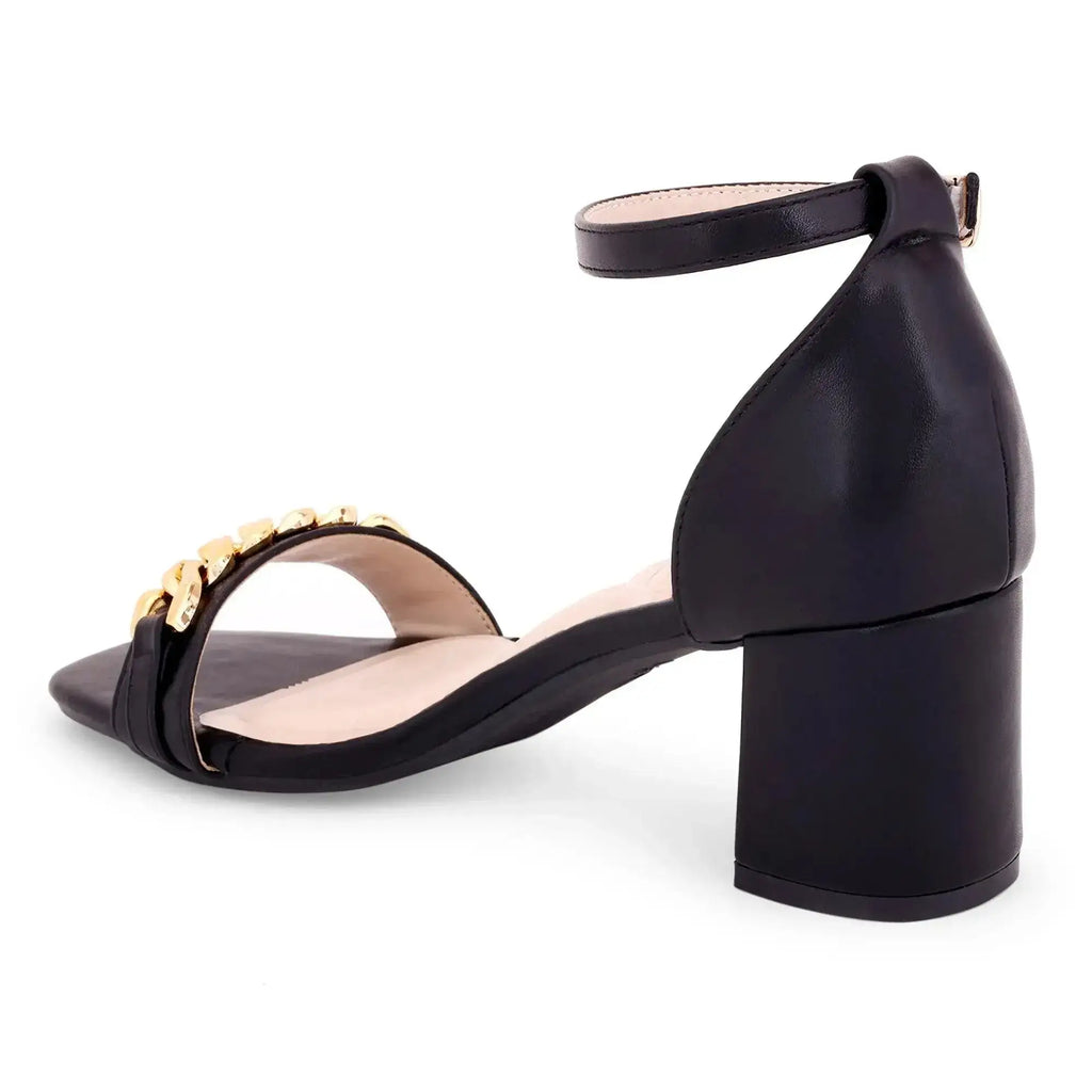 Gabbana Chain Link Black Block Heels - Lino Perros