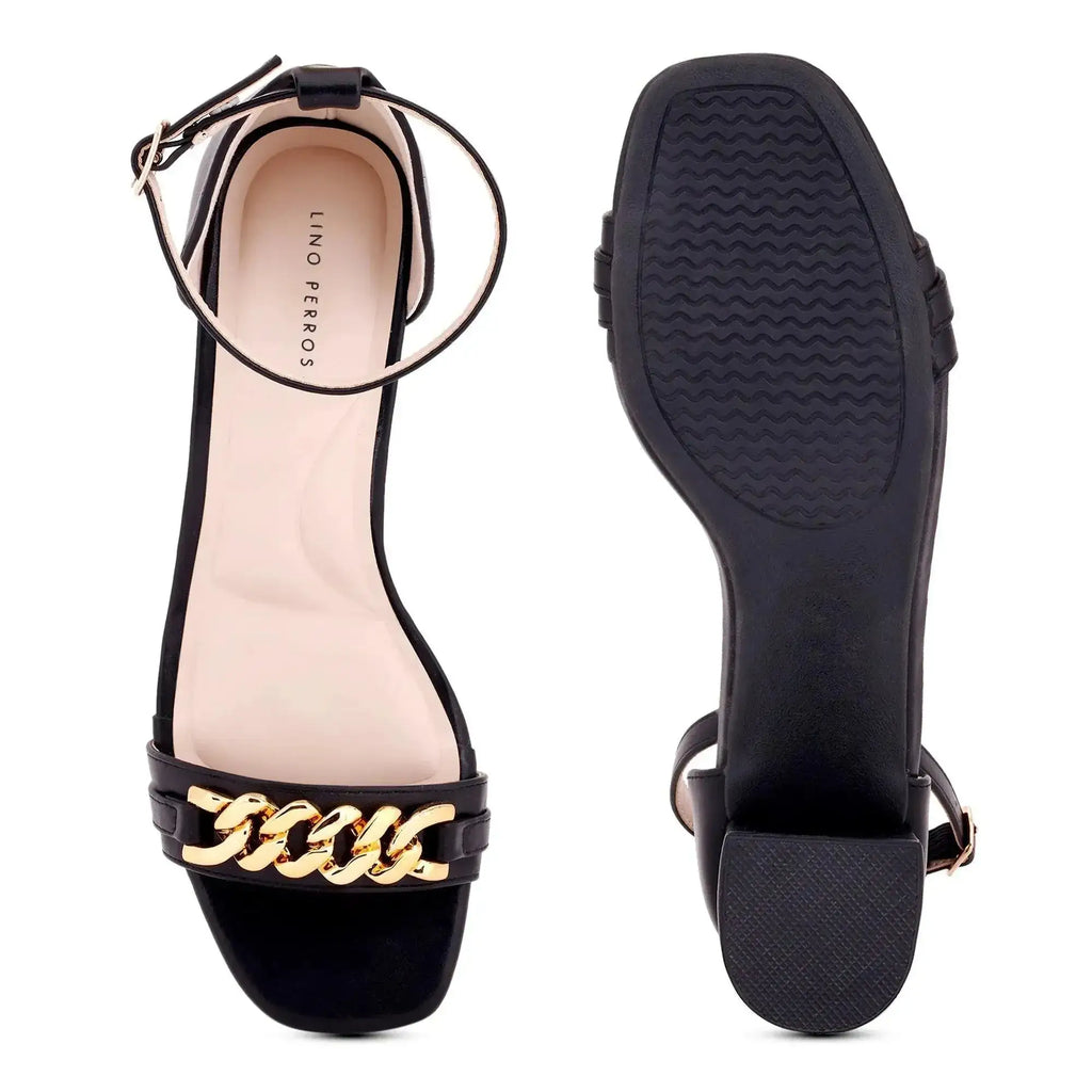 Gabbana Chain Link Black Block Heels - Lino Perros