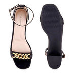 Gabbana Chain Link Black Block Heels - Lino Perros