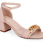 Gabbana Chain Link Beige Block Heels - Lino Perros