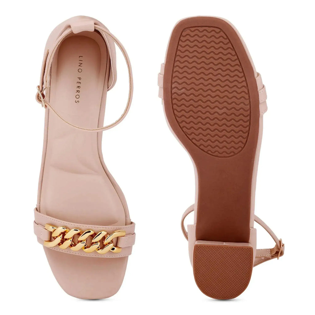 Gabbana Chain Link Beige Block Heels - Lino Perros