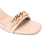 Gabbana Chain Link Soft Beige Block Heels - Lino Perros