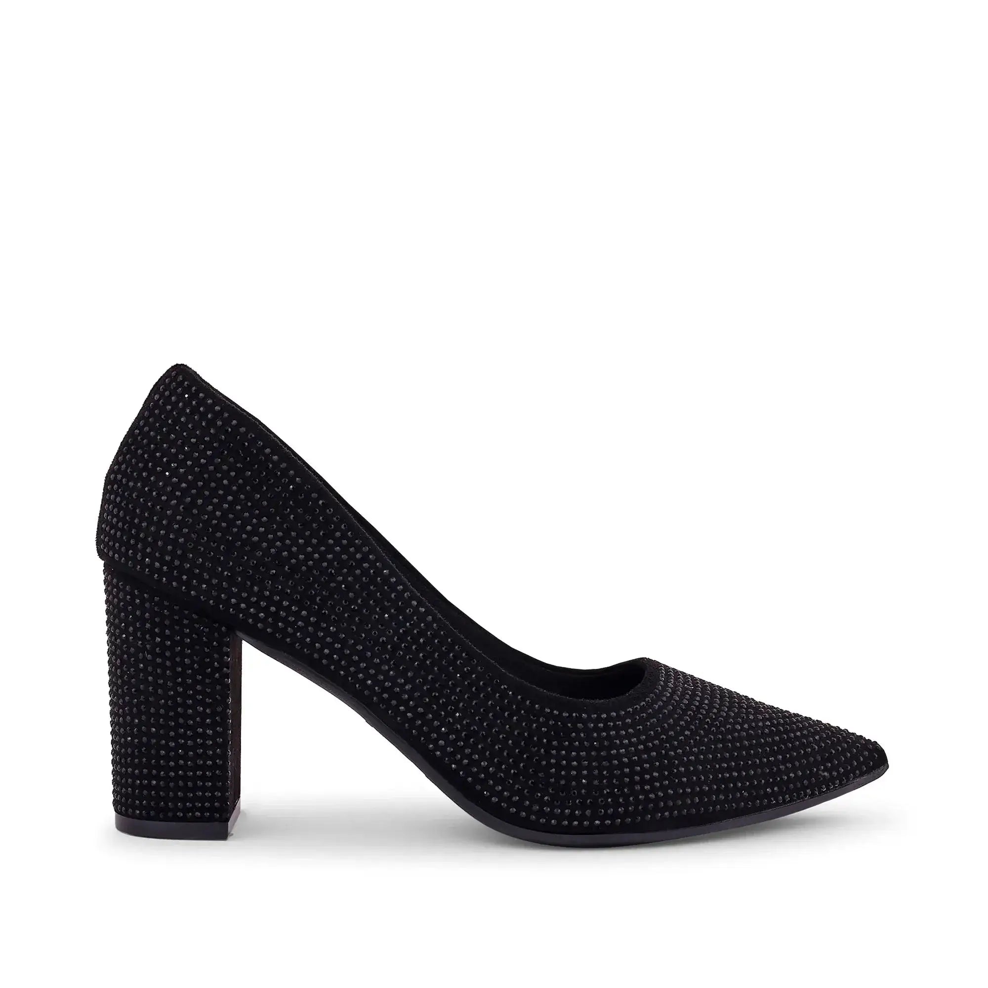 Gabbana Diamond Studded Block Black Pumps - Lino Perros