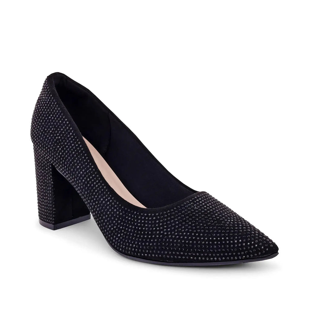 Gabbana Diamond Studded Block Black Pumps - Lino Perros