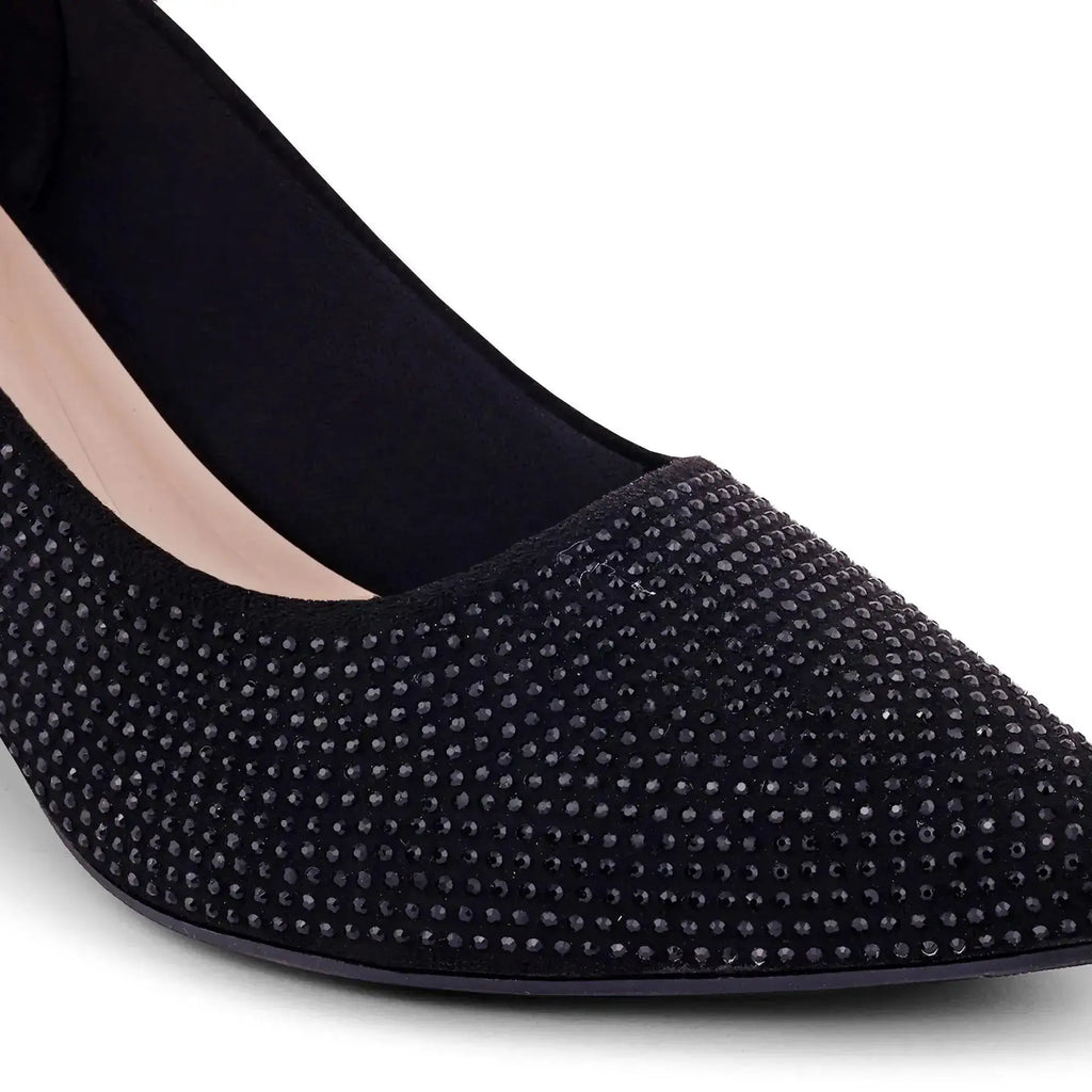 Gabbana Diamond Studded Block Black Pumps - Lino Perros