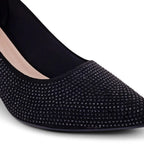 Gabbana Diamond Studded Block Black Pumps - Lino Perros