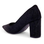 Gabbana Diamond Studded Block Black Pumps - Lino Perros