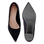 Gabbana Diamond Studded Block Black Pumps - Lino Perros