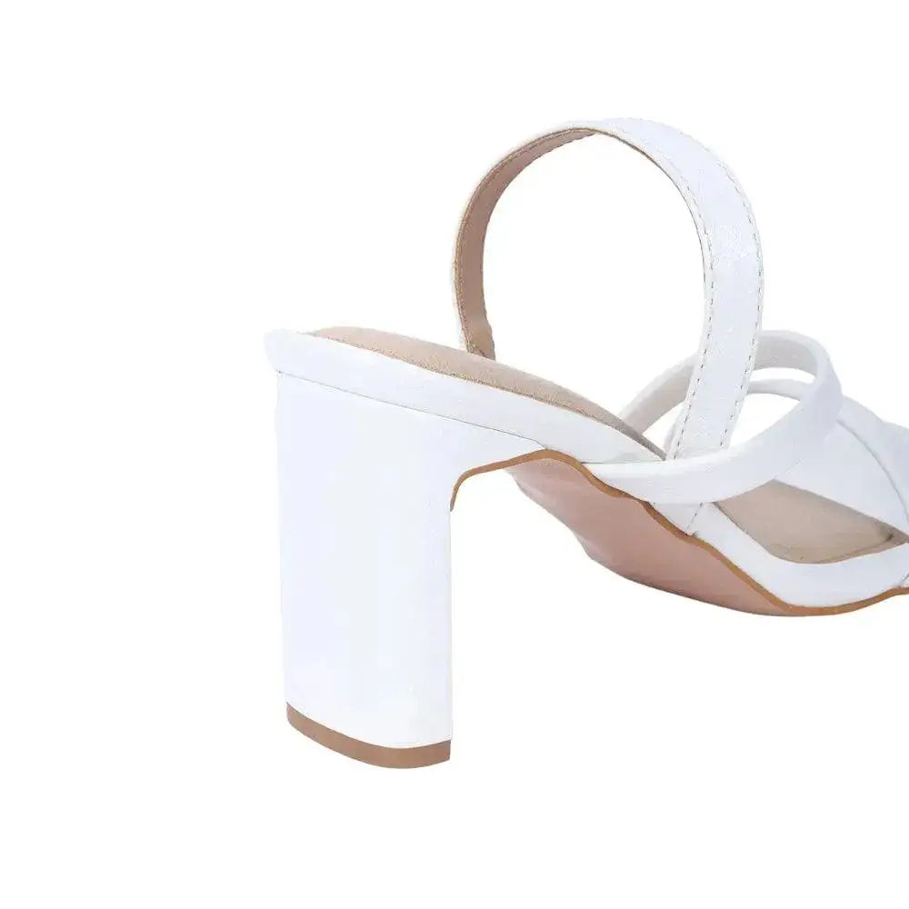 Gabbana Modern White Block Heels - Lino Perros