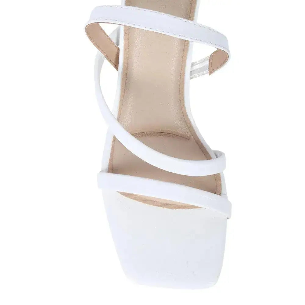 Gabbana Modern White Block Heels - Lino Perros