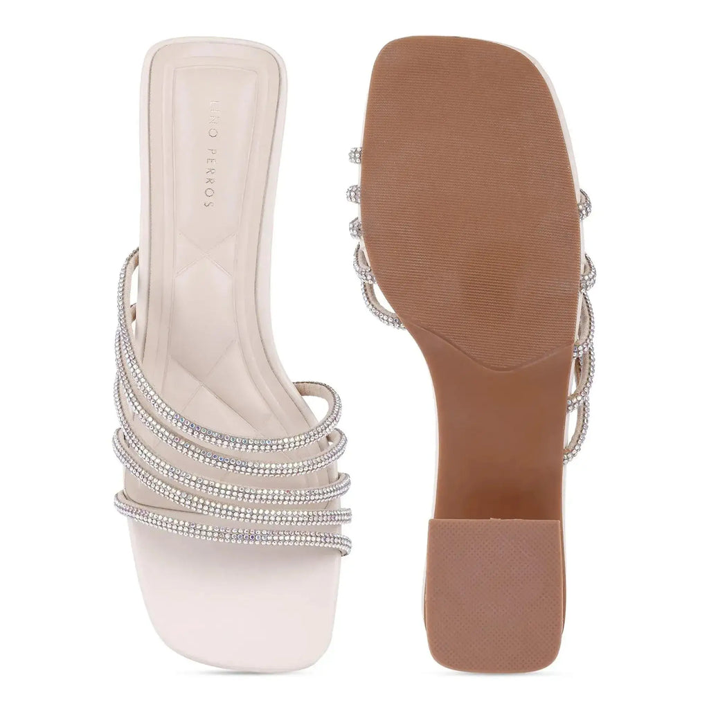 Gabbana Rhinestone Embellished Off White Flats - Lino Perros