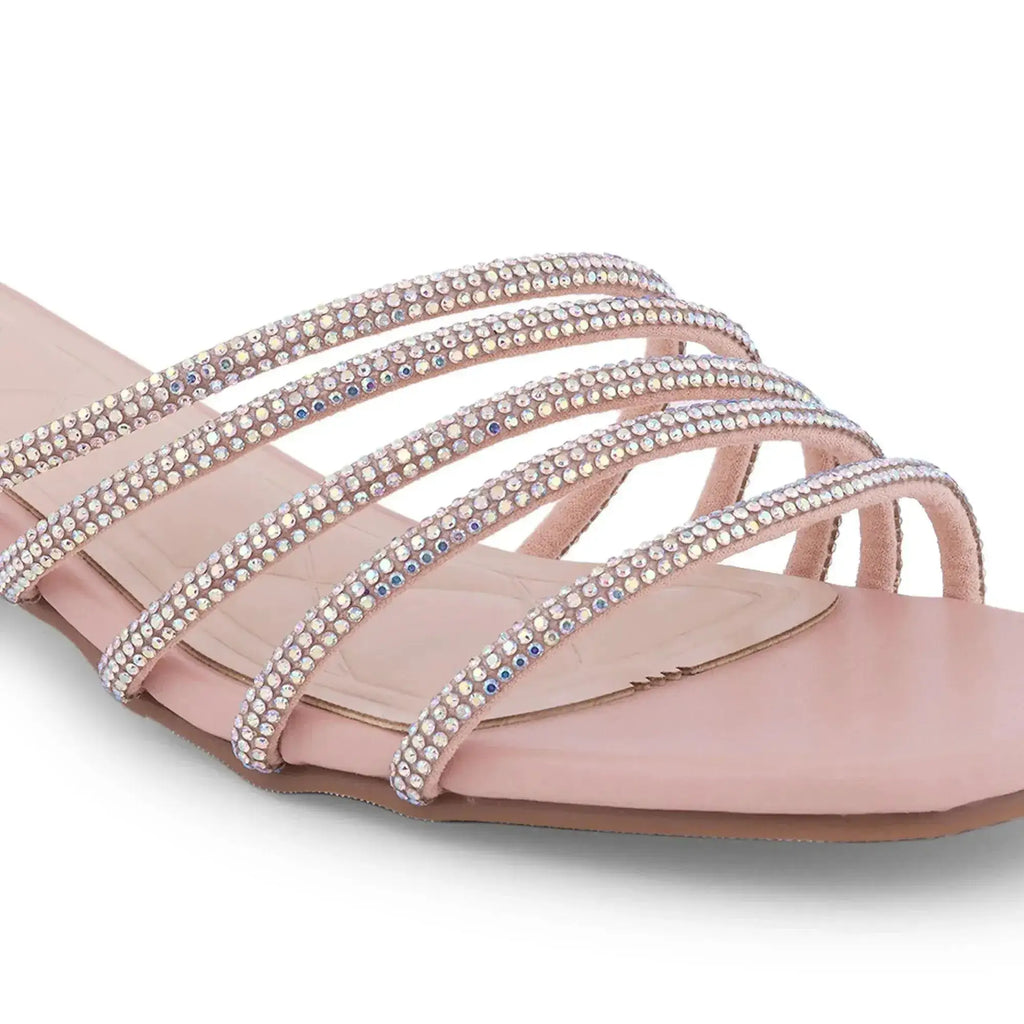 Gabbana Rhinestone Embellished Pink Flats - Lino Perros