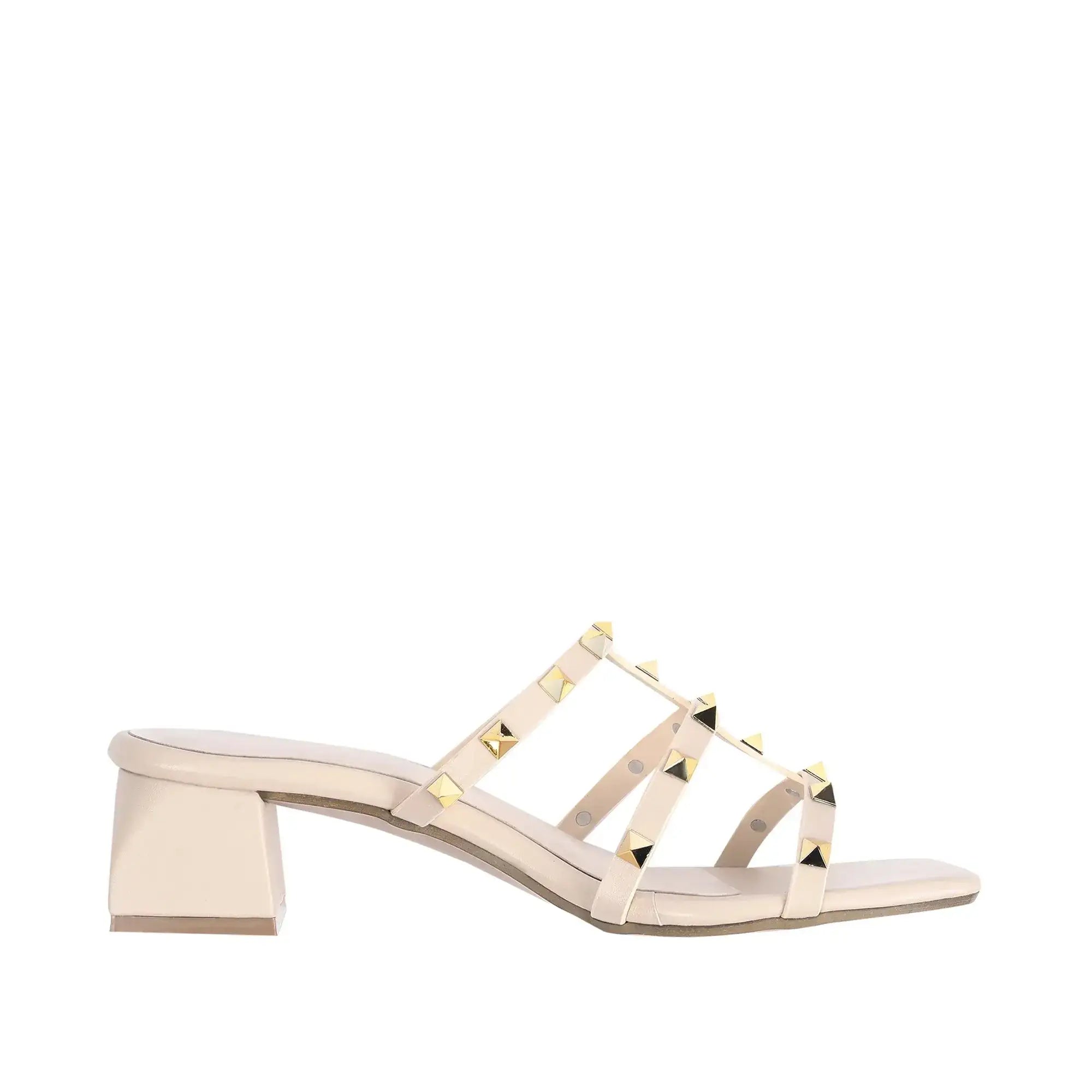 Gabbana Rockstudded Beige Sandals - Lino Perros