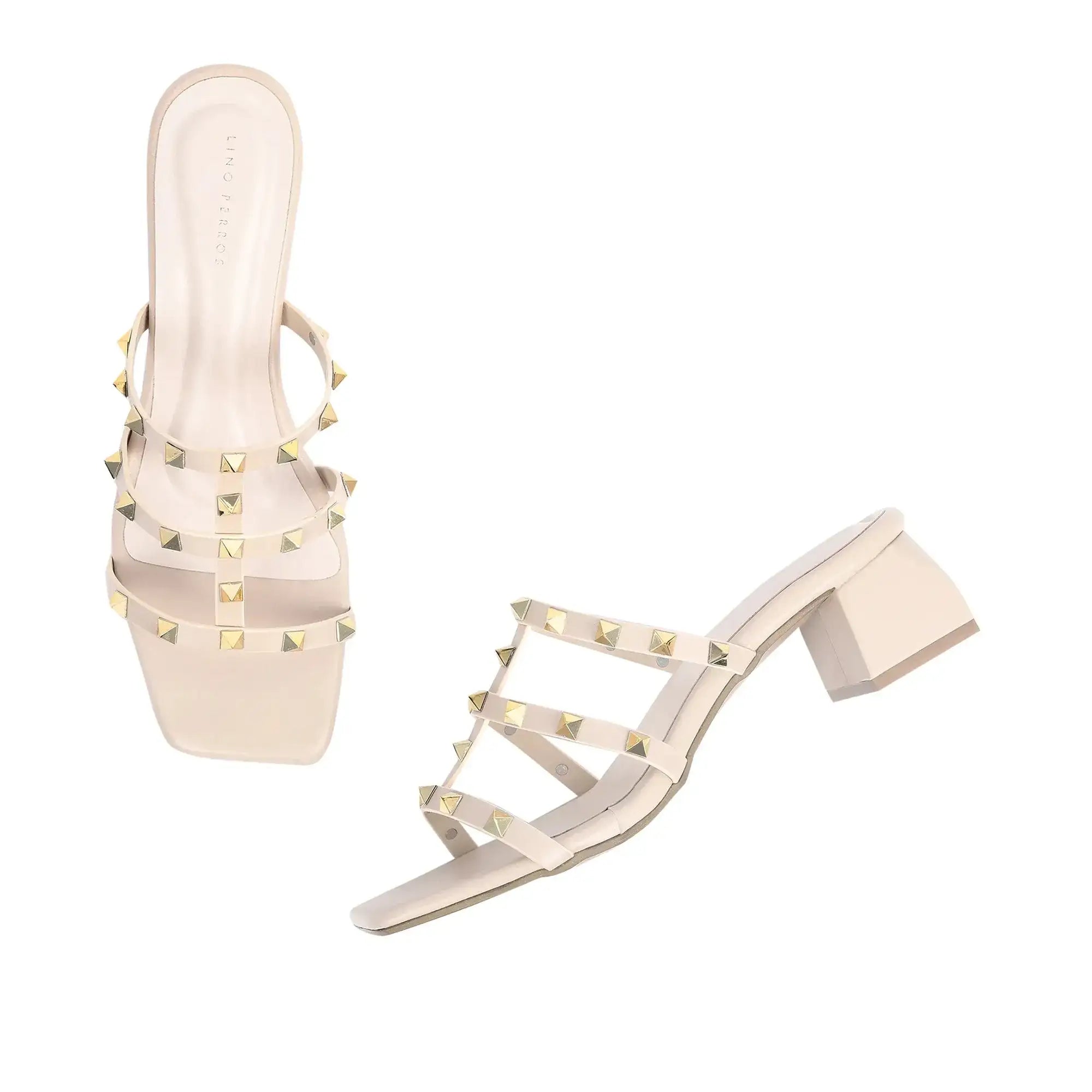 Gabbana Rockstudded Beige Sandals - Lino Perros