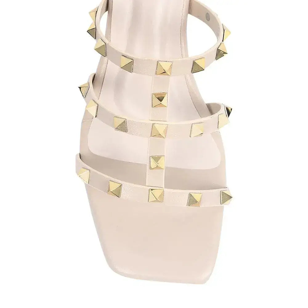 Gabbana Rockstudded Beige Sandals - Lino Perros