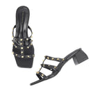 Gabbana Rockstudded Black Sandals - Lino Perros