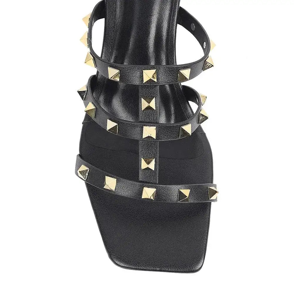 Gabbana Rockstudded Black Sandals - Lino Perros