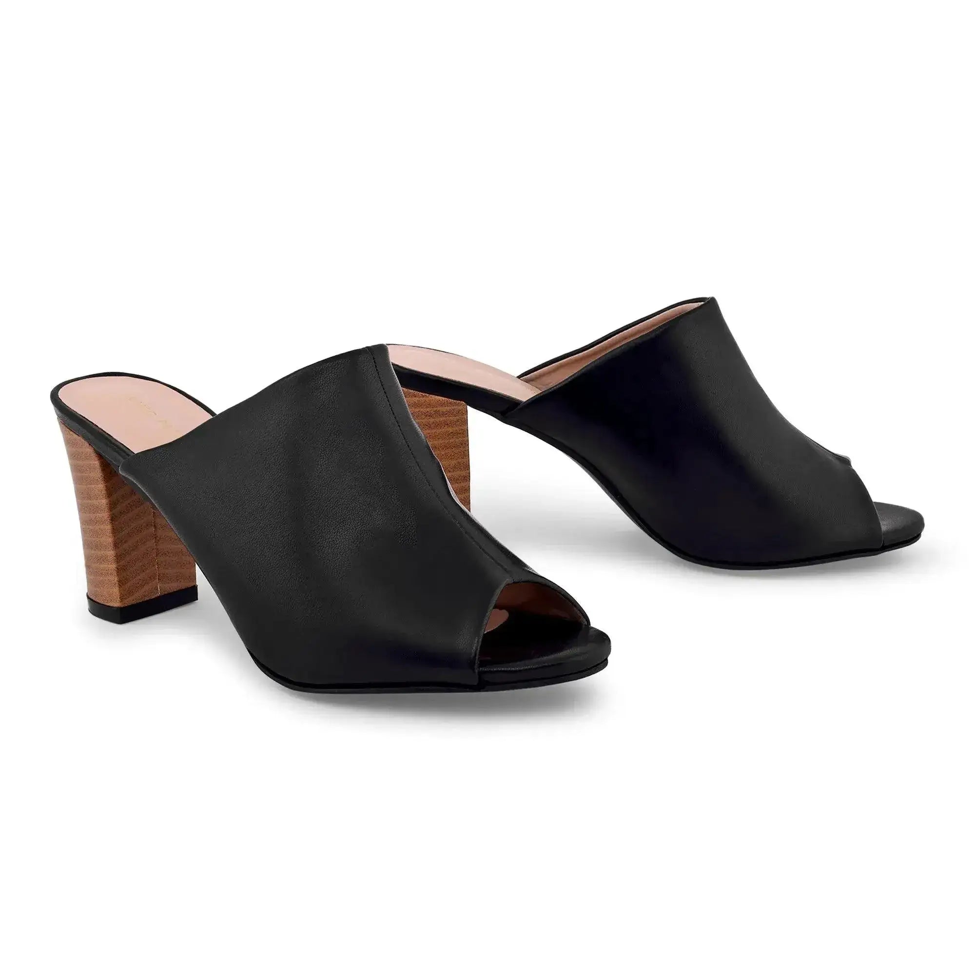 Gabbana Solid Black Mules - Lino Perros