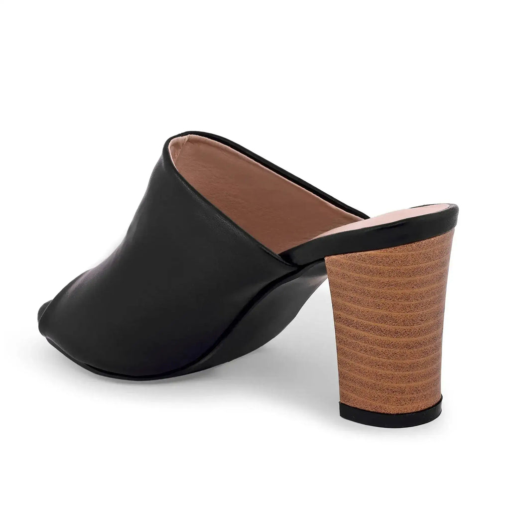 Gabbana Solid Black Mules - Lino Perros