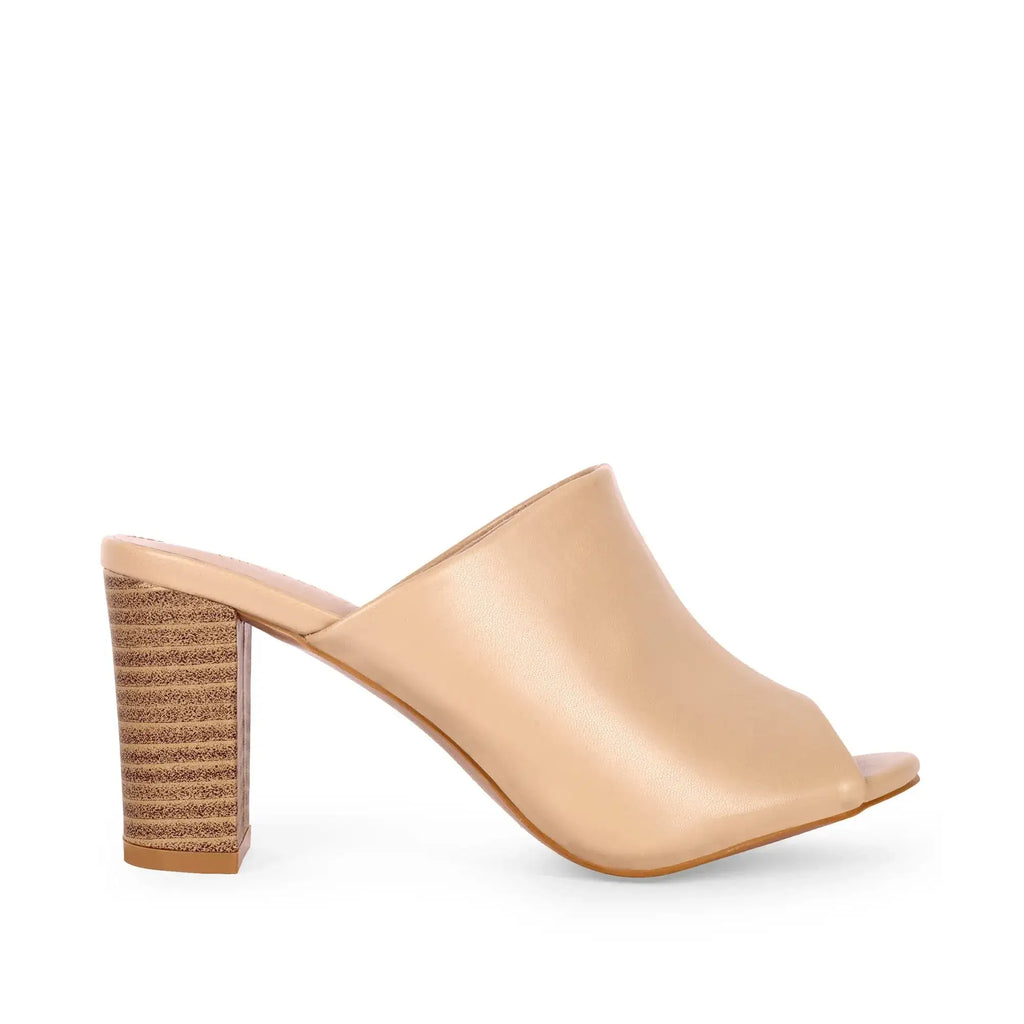 Gabbana Solid Beige Mules - Lino Perros