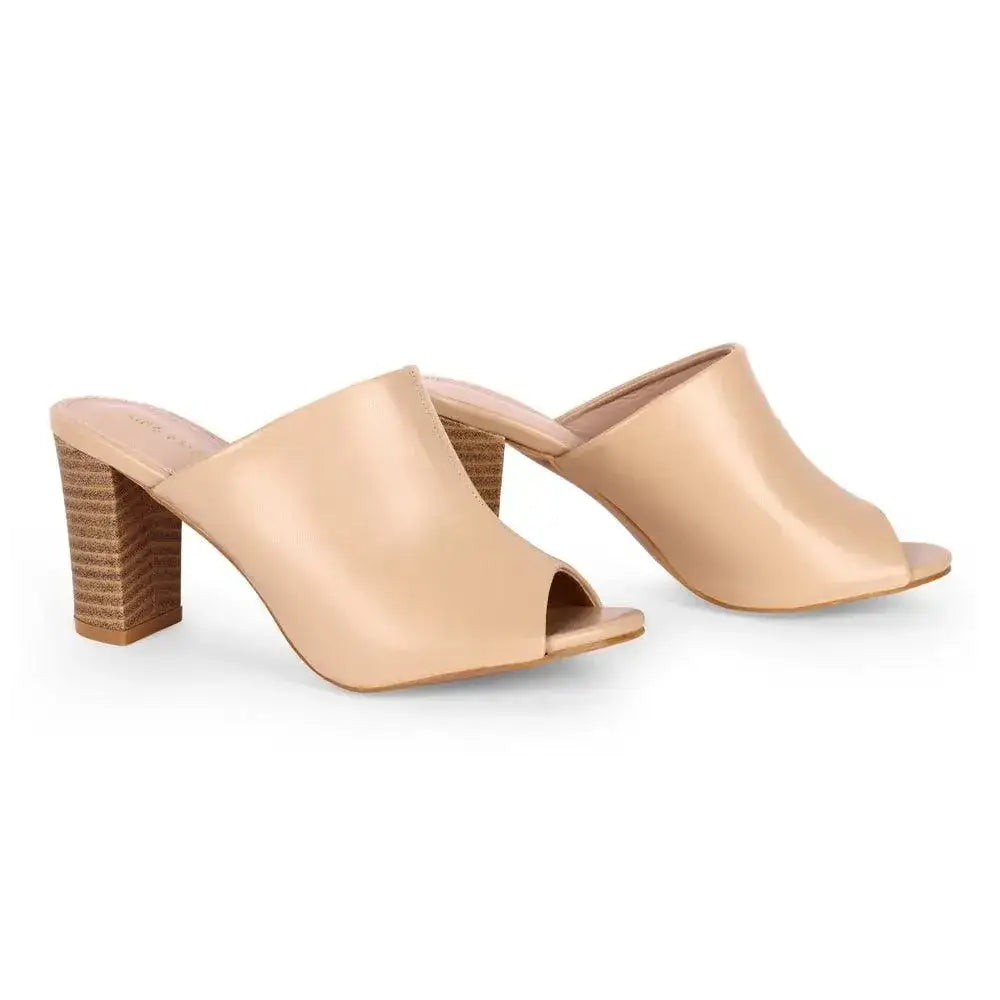 Gabbana Solid Beige Mules - Lino Perros