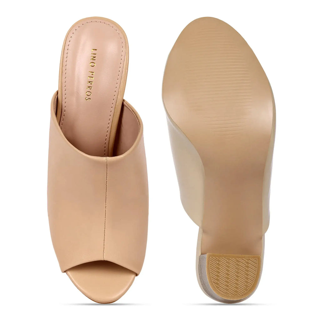Gabbana Solid Beige Mules - Lino Perros