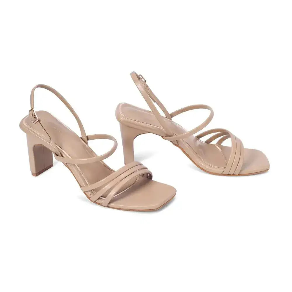 Gabbana Stylish Everyday Block Beige Heels - Lino Perros