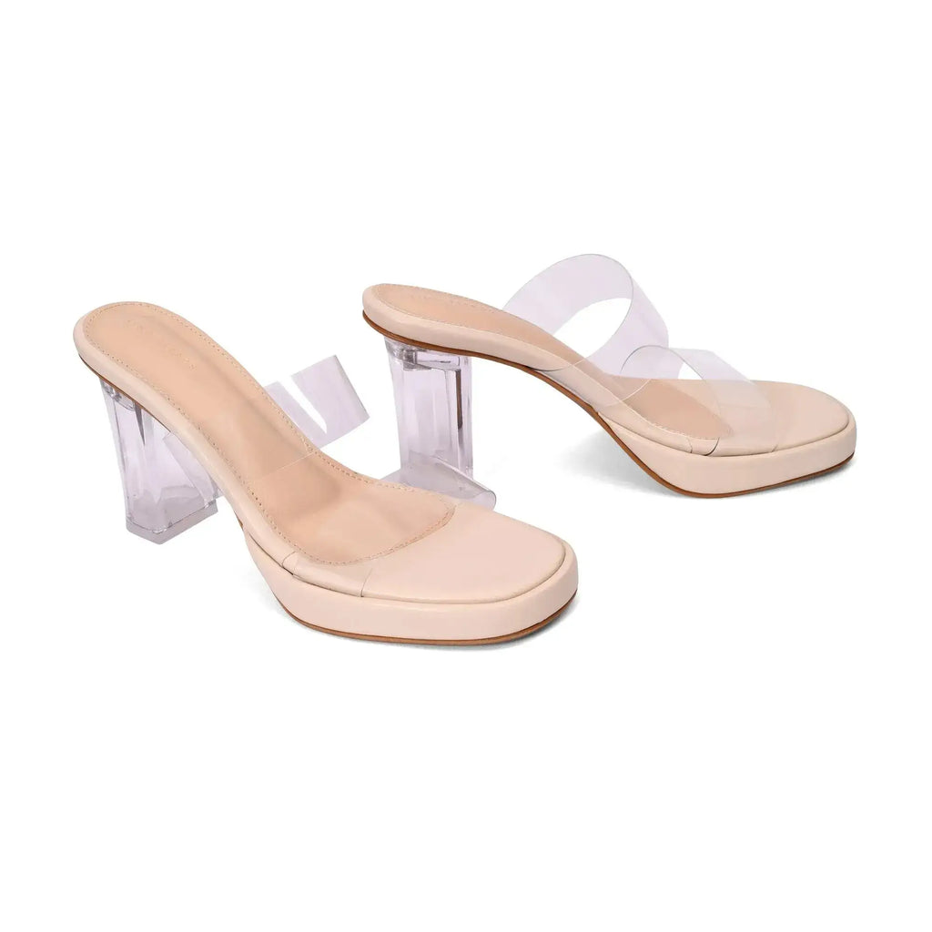 Gabbana Trendsetter Block Beige Heels - Lino Perros
