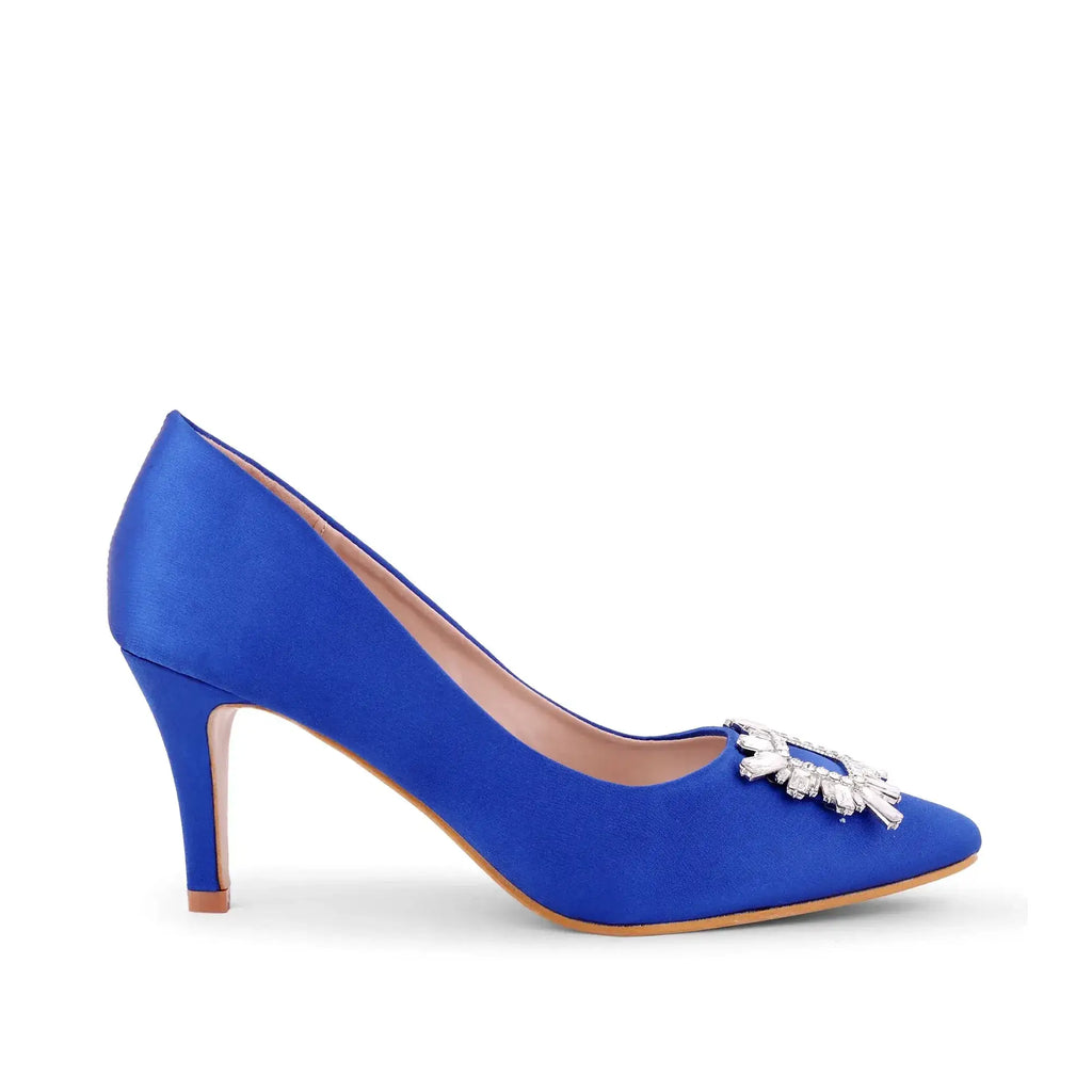 Gaga Crystal Broach Blue Pumps - Lino Perros