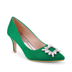 Gaga Crystal Broach Green Pumps - Lino Perros
