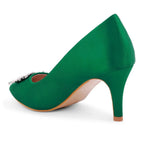 Gaga Crystal Broach Green Pumps - Lino Perros