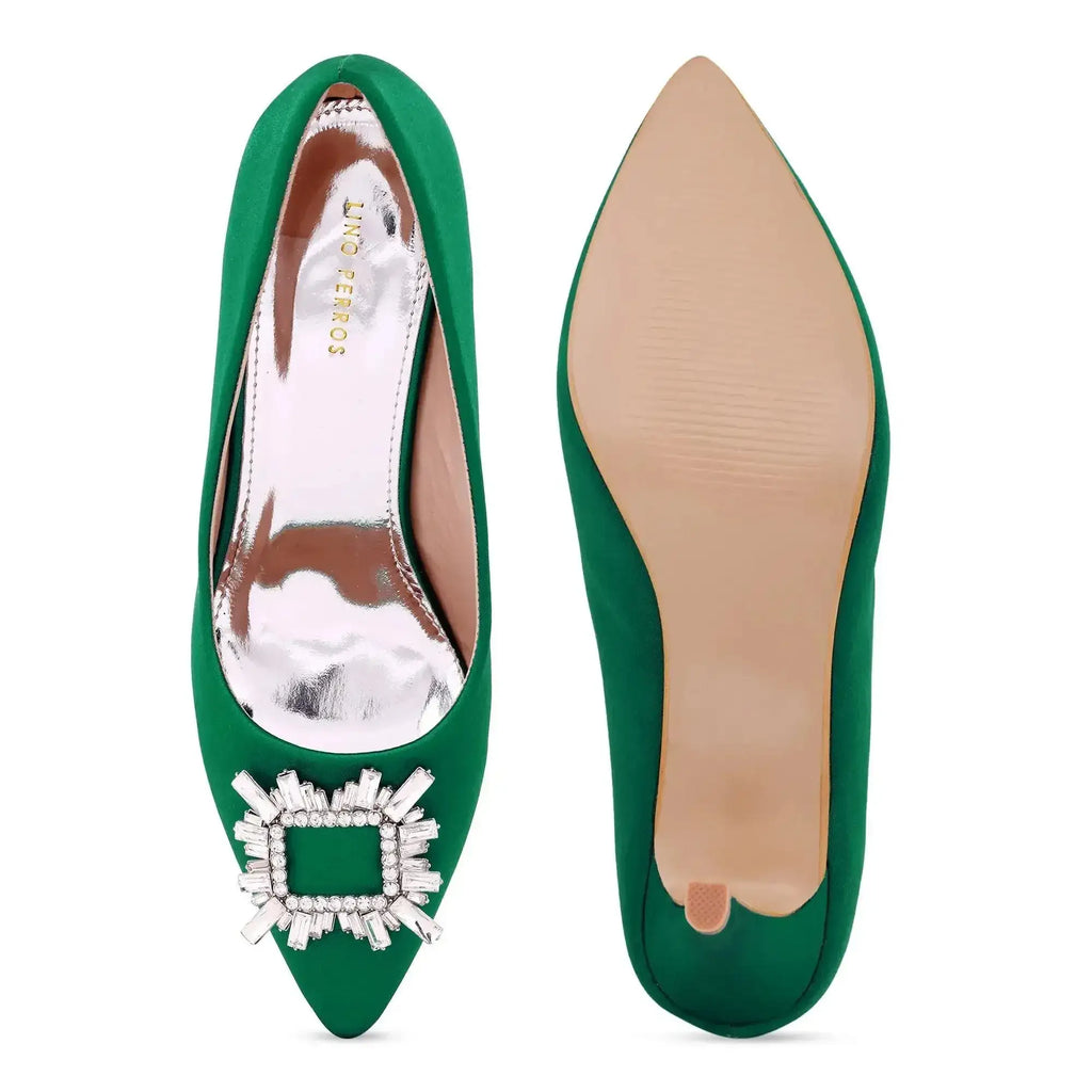 Gaga Crystal Broach Green Pumps - Lino Perros