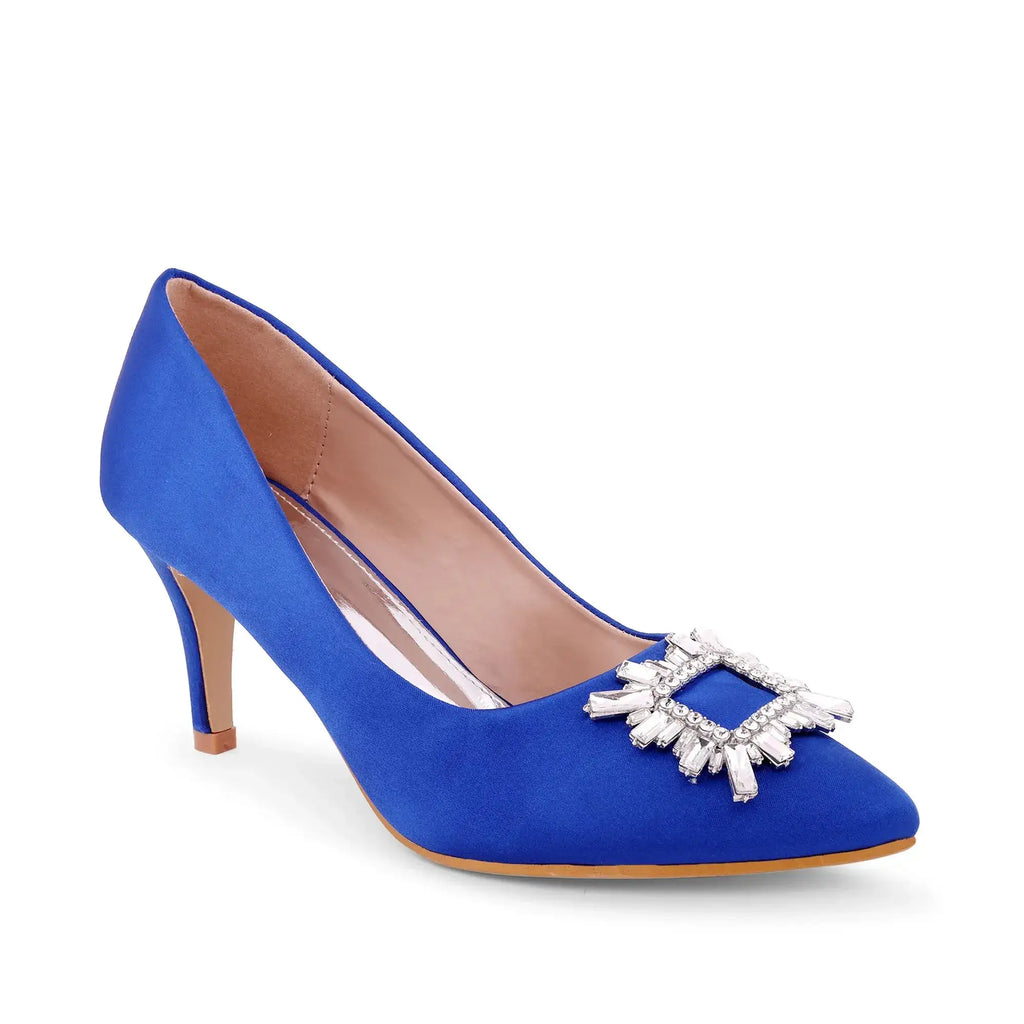 Gaga Crystal Broach Blue Pumps - Lino Perros