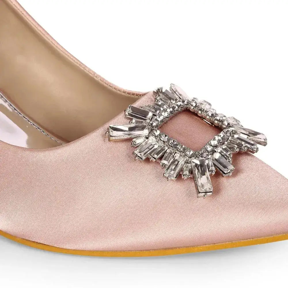 Gaga Crystal Broach Peach Pumps - Lino Perros