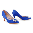 Gaga Crystal Broach Blue Pumps - Lino Perros