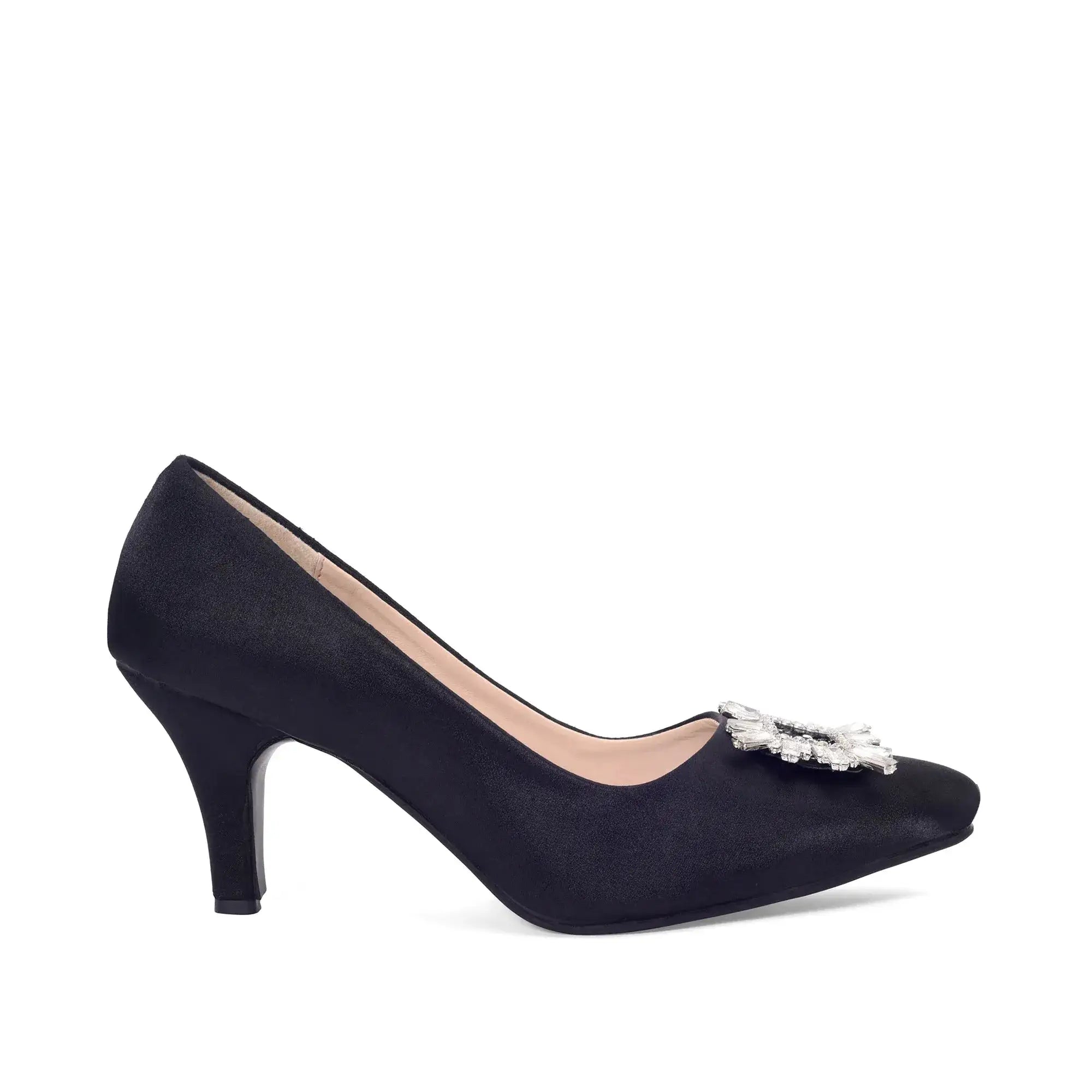 Gaga Crystal Broach Jet-Black Pumps - Lino Perros