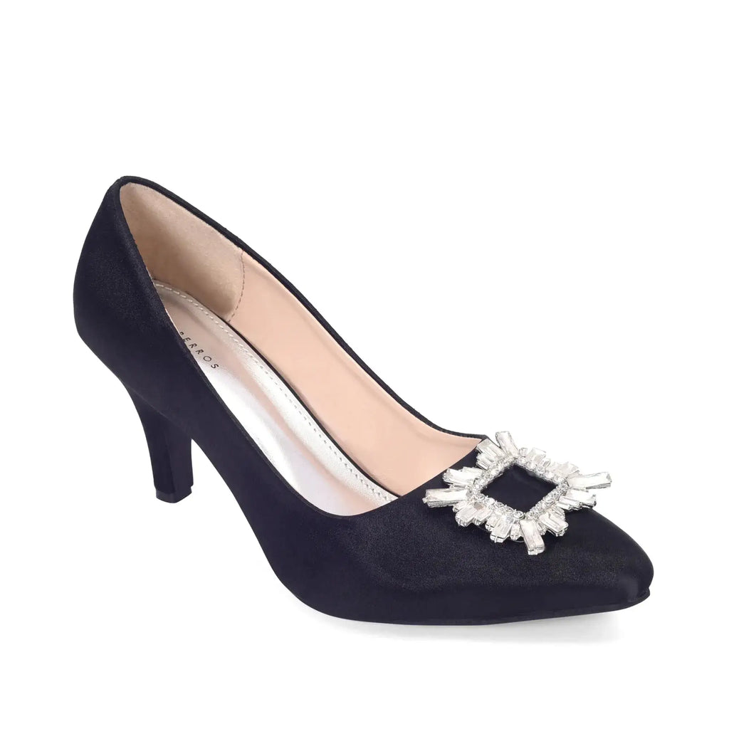 Gaga Crystal Broach Jet-Black Pumps - Lino Perros