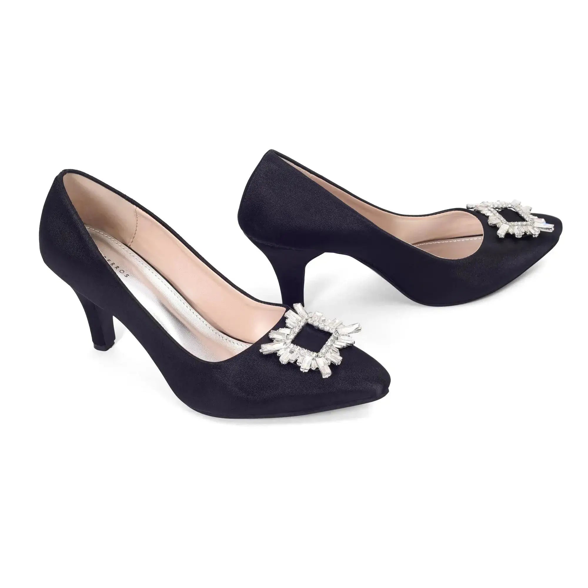 Gaga Crystal Broach Jet-Black Pumps - Lino Perros