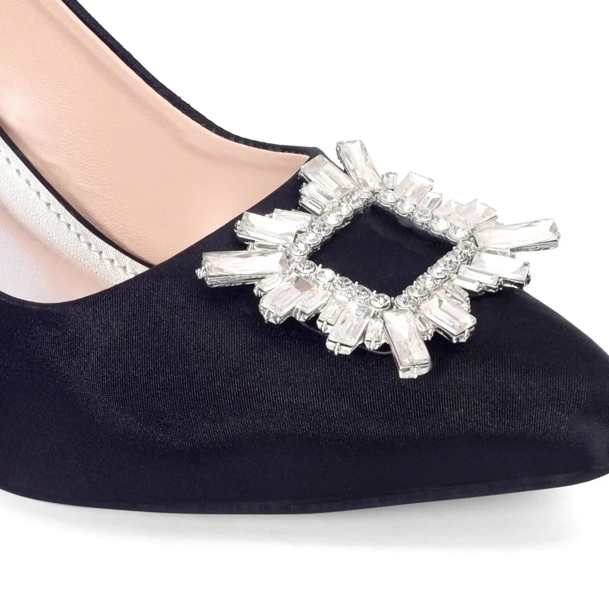 Gaga Crystal Broach Jet-Black Pumps - Lino Perros