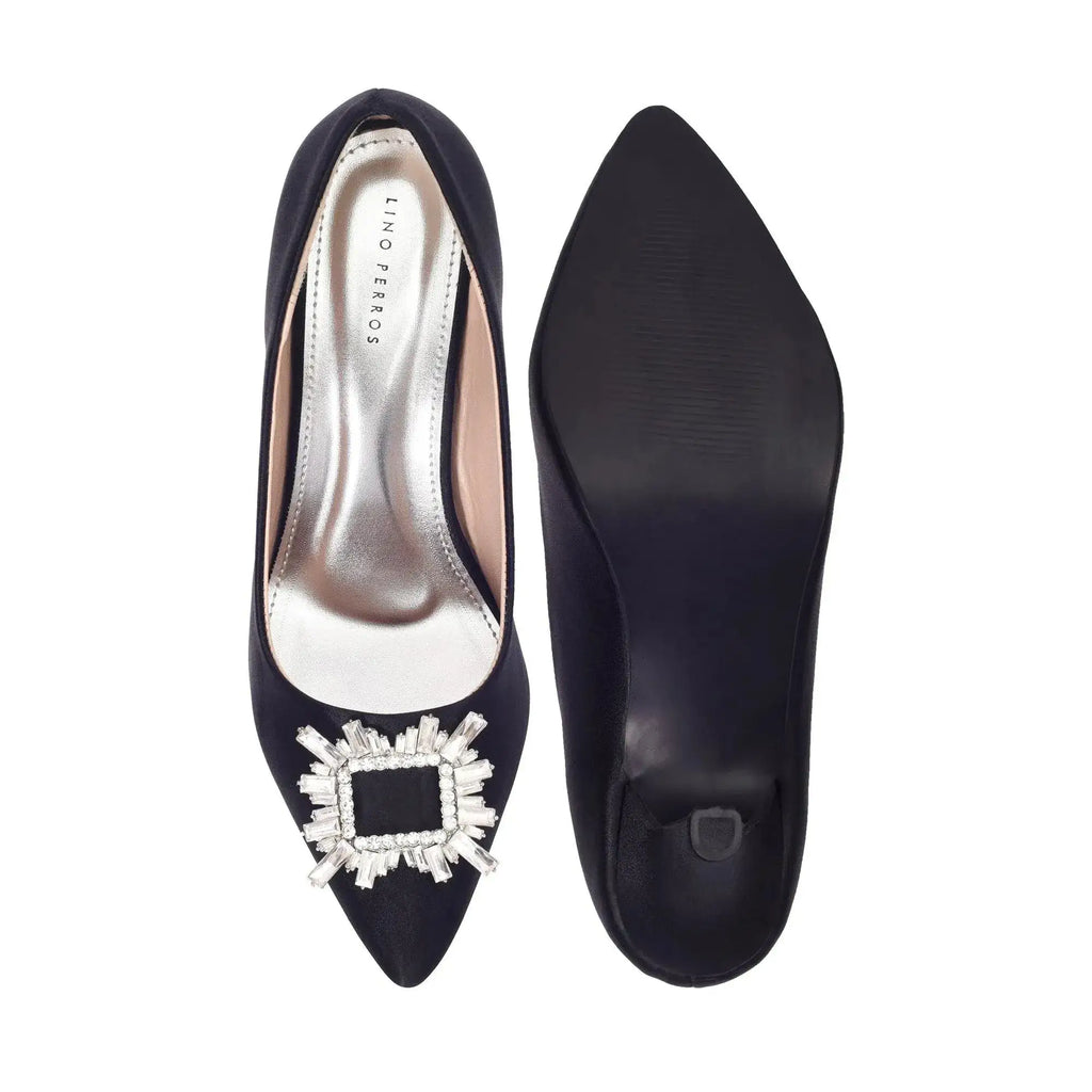 Gaga Crystal Broach Jet-Black Pumps - Lino Perros