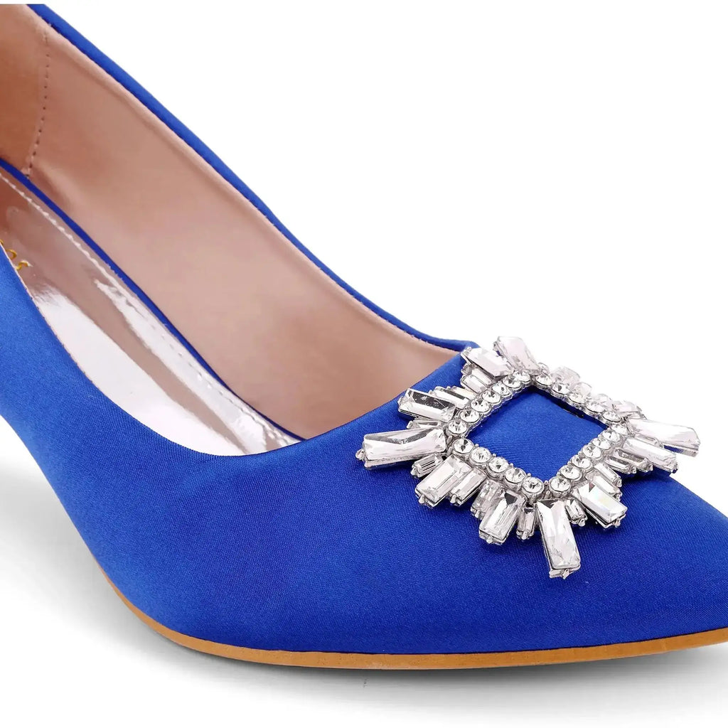 Gaga Crystal Broach Blue Pumps - Lino Perros